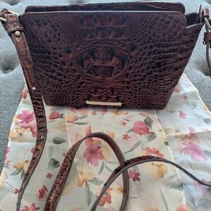 Brahmin Brown  Melbourne Tote Bag Shoulder Purse Croc Leather Embossed EUC